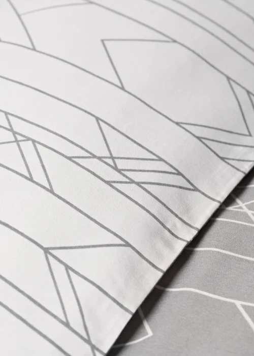 Grey Linear Chevron Reversible Duvet Cover - Single Image 3