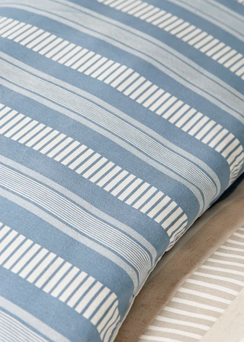 Blue Broken Stripe Reversible Duvet Cover - Single Image 2