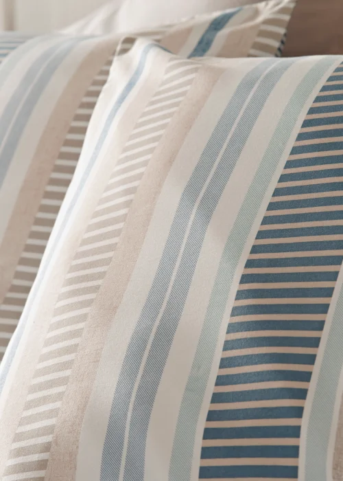 Blue Broken Stripe Reversible Duvet Cover - Single Image 3