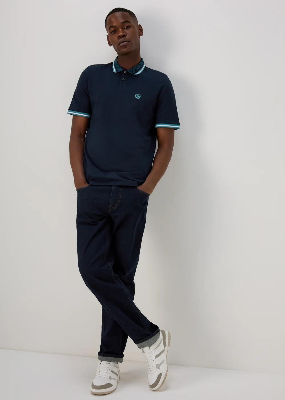 Navy Tipped Polo Shirt - S Image 4