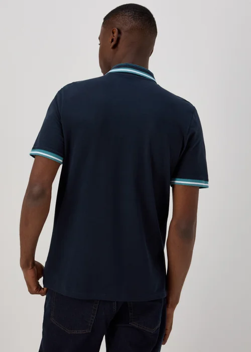 Navy Tipped Polo Shirt - S Image 2