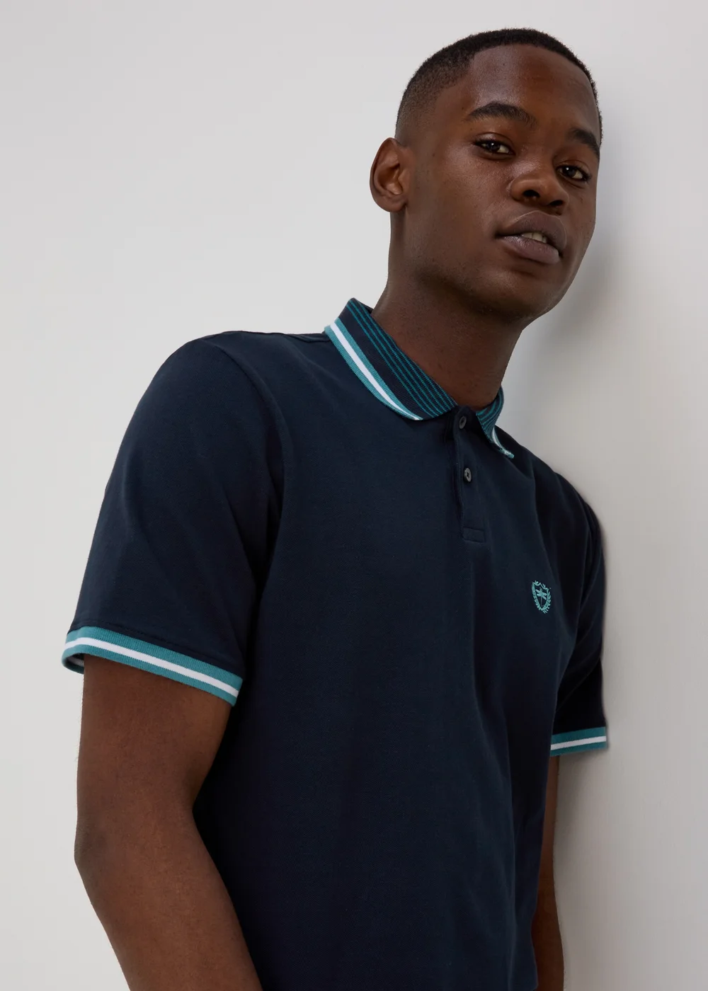 Navy Tipped Polo Shirt - S Image 3