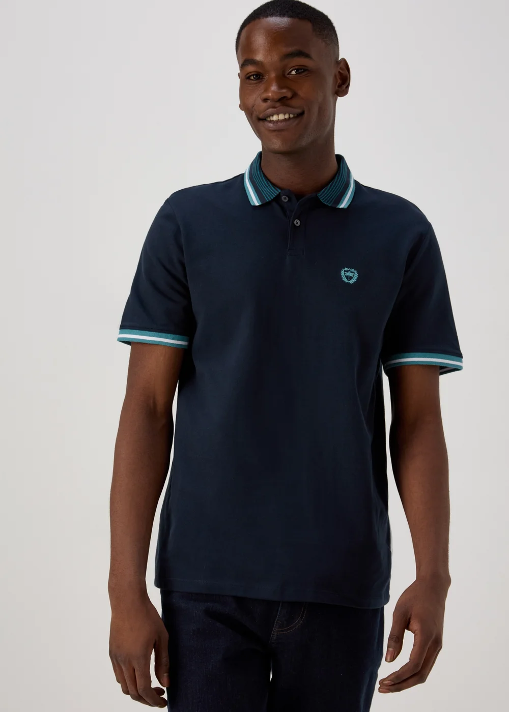 Navy Tipped Polo Shirt - S Image 1