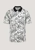 White & Black Abstract Print Polo Shirt - S Image 1