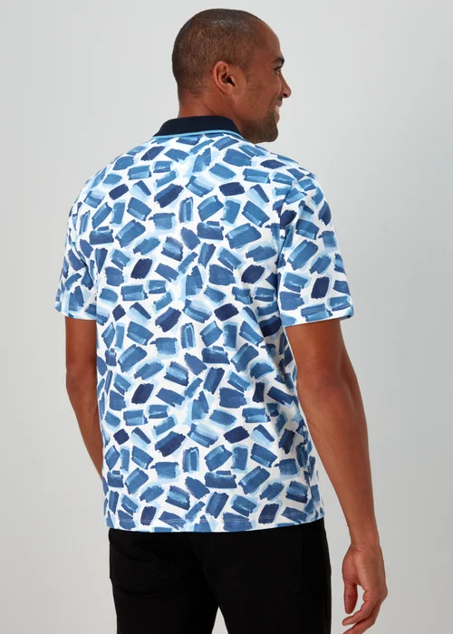 Blue Abstract Print Polo Shirt - S Image 2