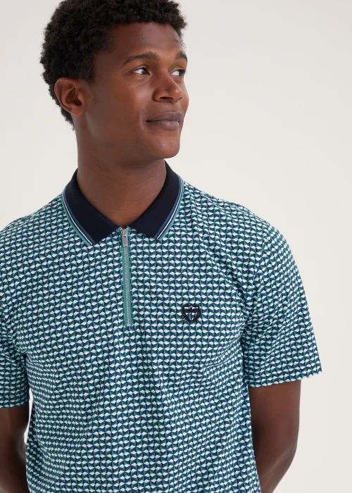 Teal Print Polo Shirt - S Image 3