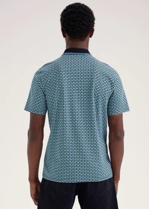 Teal Print Polo Shirt - S Image 2