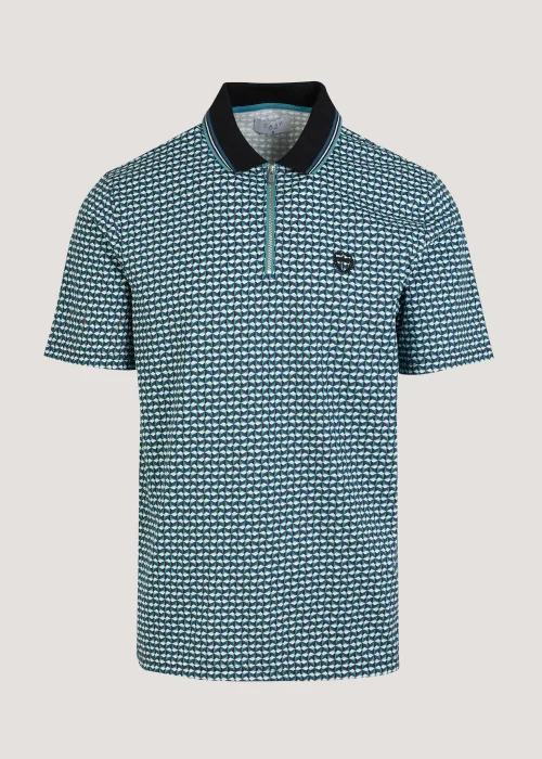 Teal Print Polo Shirt - S Image 5