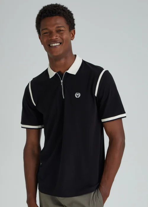 Black Panel Polo Shirt - S Image 1