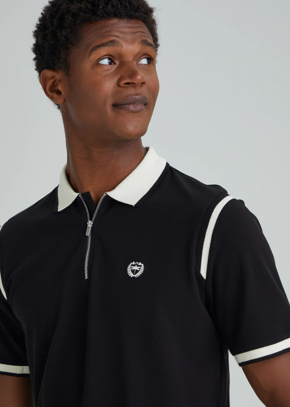 Black Panel Polo Shirt - S Image 3