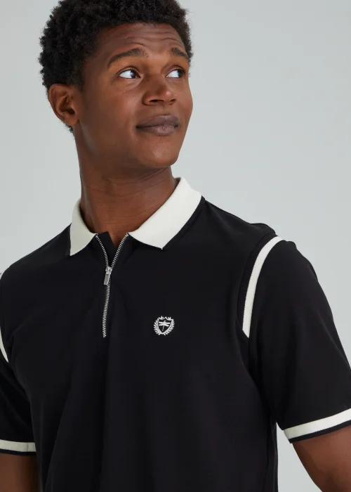Black Panel Polo Shirt - S Image 3