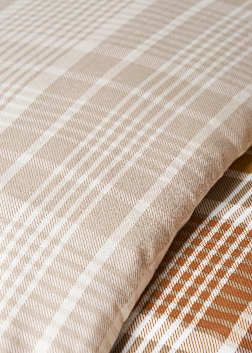 Orange Check Brushed Duvet Cover - Single Image 2