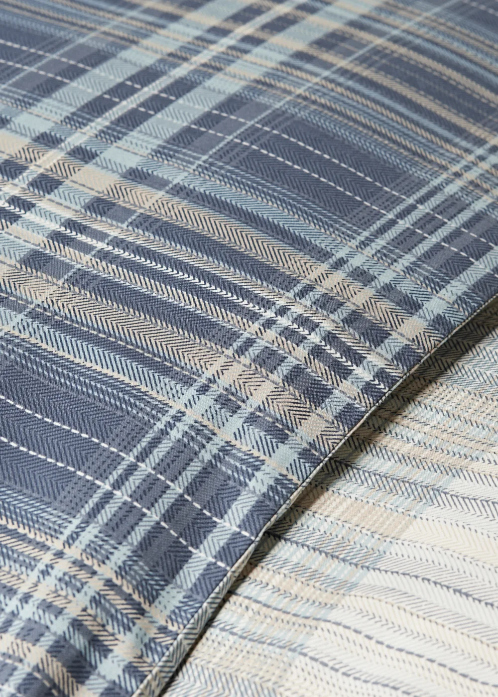 Blue Fine Check Duvet Cover - Single Image 2