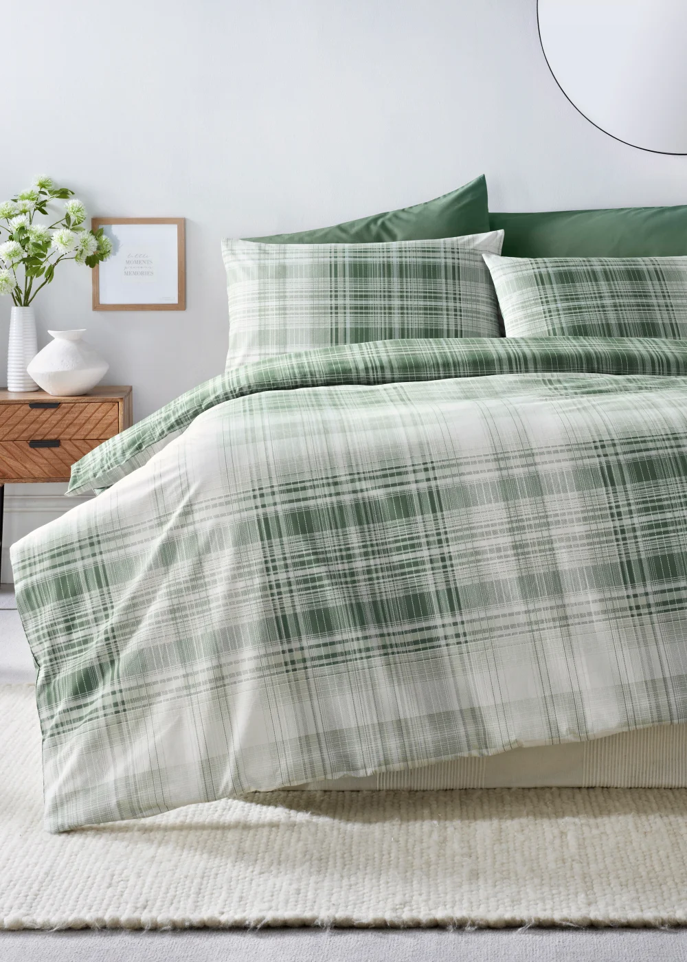 Green Fine Check Duvet Cover - Single Image 1