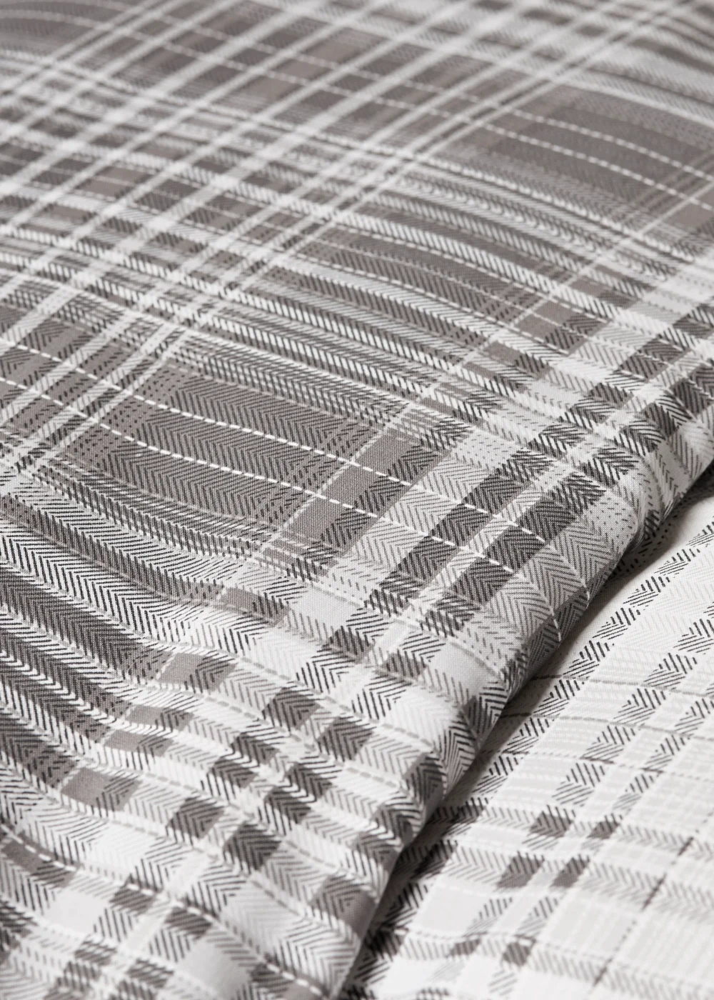 Grey Fine Check Duvet Set - Single Image 2