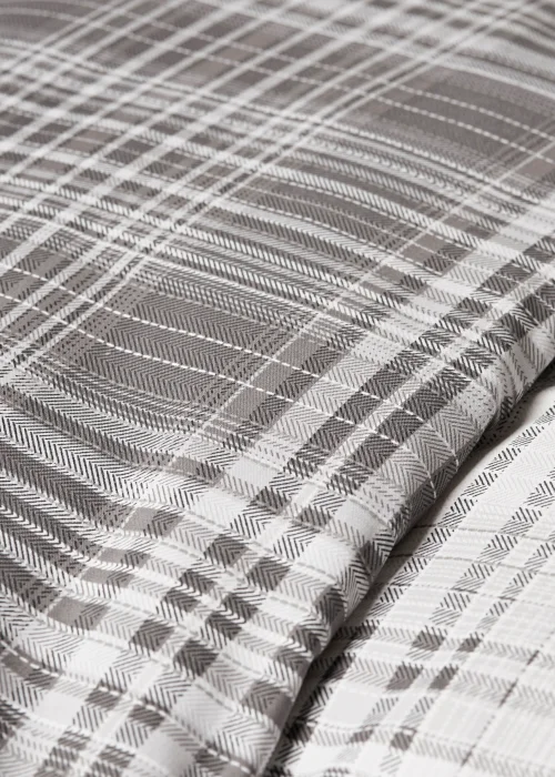 Grey Fine Check Duvet Set - Single Image 2