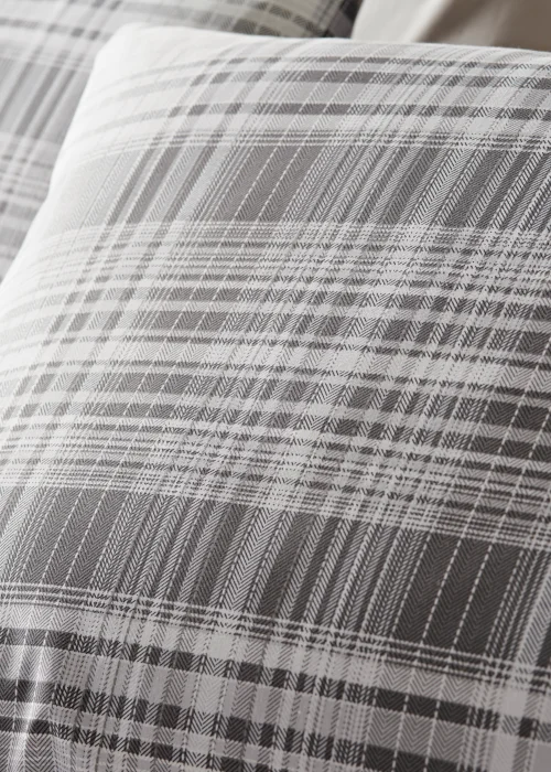 Grey Fine Check Duvet Set - Single Image 3