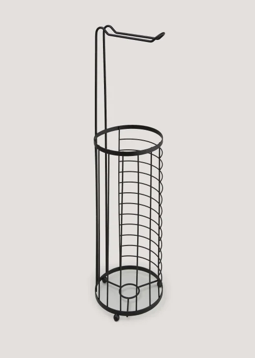 Black Metal Floor Toilet Roll Holder Image 1