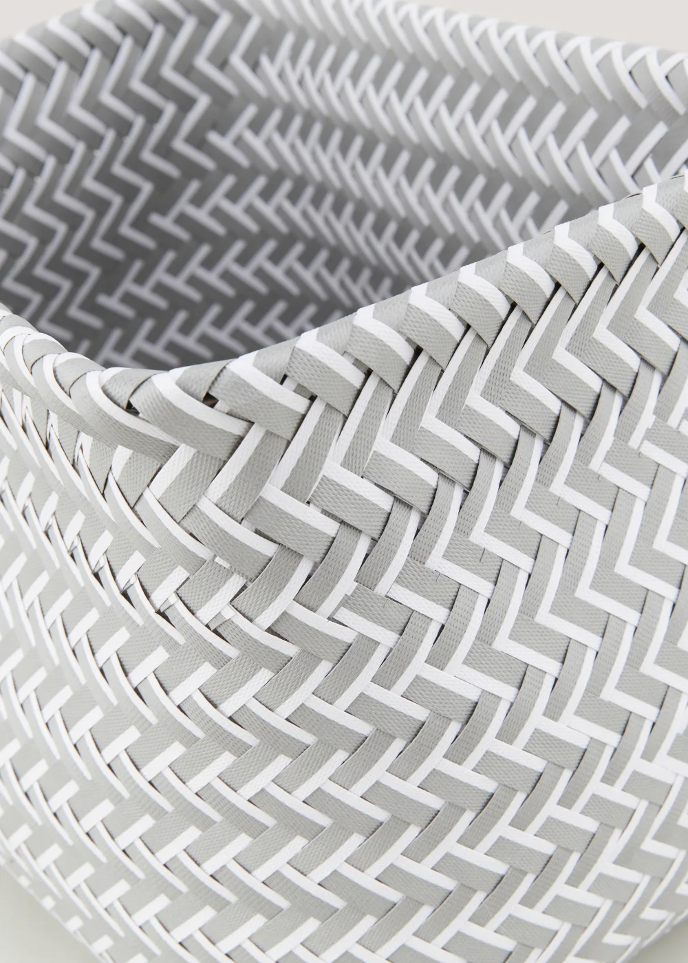 Grey Plastic Storage Basket Image 2