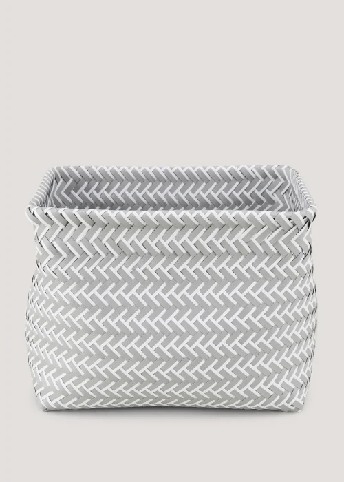 Grey Plastic Storage Basket Image 1