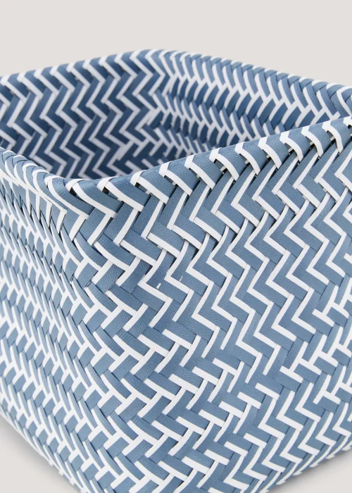 Blue Plastic Storage Basket Image 2