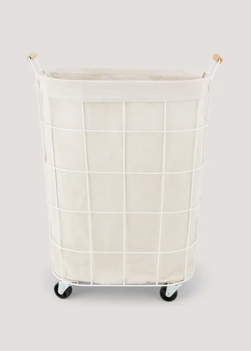 Cottage White Metal Laundry Basket (45cm x 25cm x 60cm) Image 1