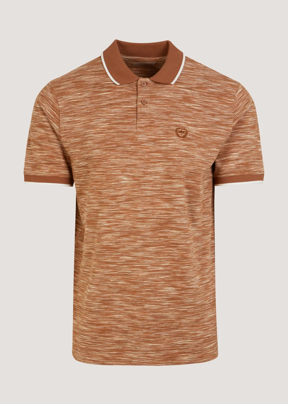 Orange Space Dye Print Tipped Polo Shirt - S Image 1