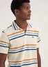 Ecru Stripe Print Textured Polo Shirt - Small Image 3