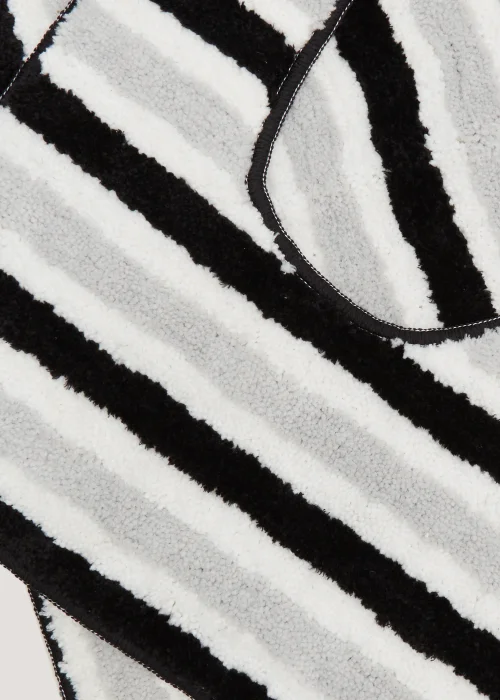 2 Piece Monochrome Stripe Quick Dry Bath & Pedestal Mat Image 2