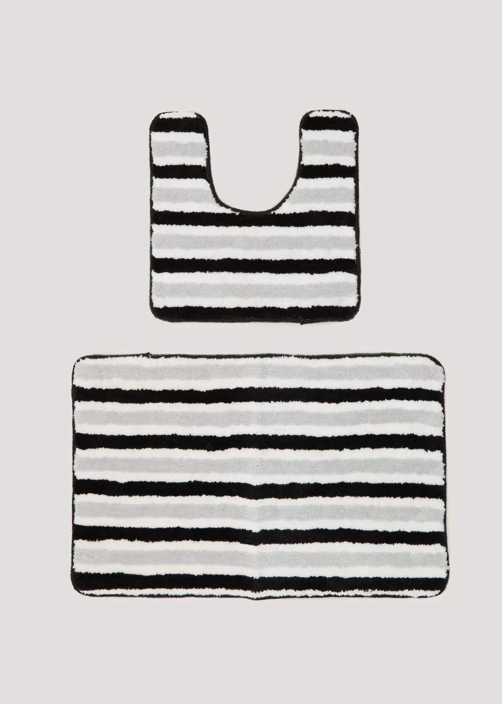2 Piece Monochrome Stripe Quick Dry Bath & Pedestal Mat Image 1