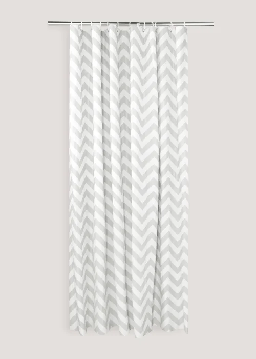 Grey Chevron Shower Curtain (180cm x 180cm) Image 1
