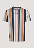 Orange Vertical Stripe Print T-Shirt - S Image 1
