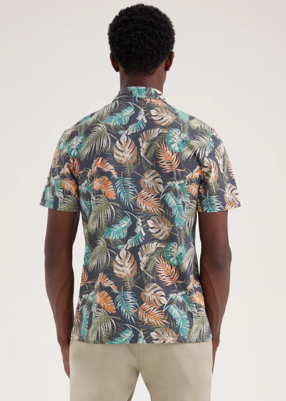 Rust Ghost Leaf Print Polo Shirt - S Image 2