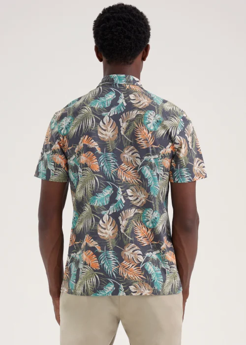 Rust Ghost Leaf Print Polo Shirt - S Image 2