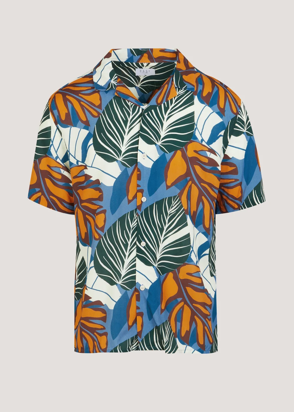Multicoloured Leaf Print Revere Short Sleeve Shirt - Small Image 5