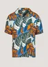 Multicoloured Leaf Print Revere Short Sleeve Shirt - Small Image 5