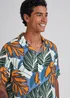 Multicoloured Leaf Print Revere Short Sleeve Shirt - Small Image 3