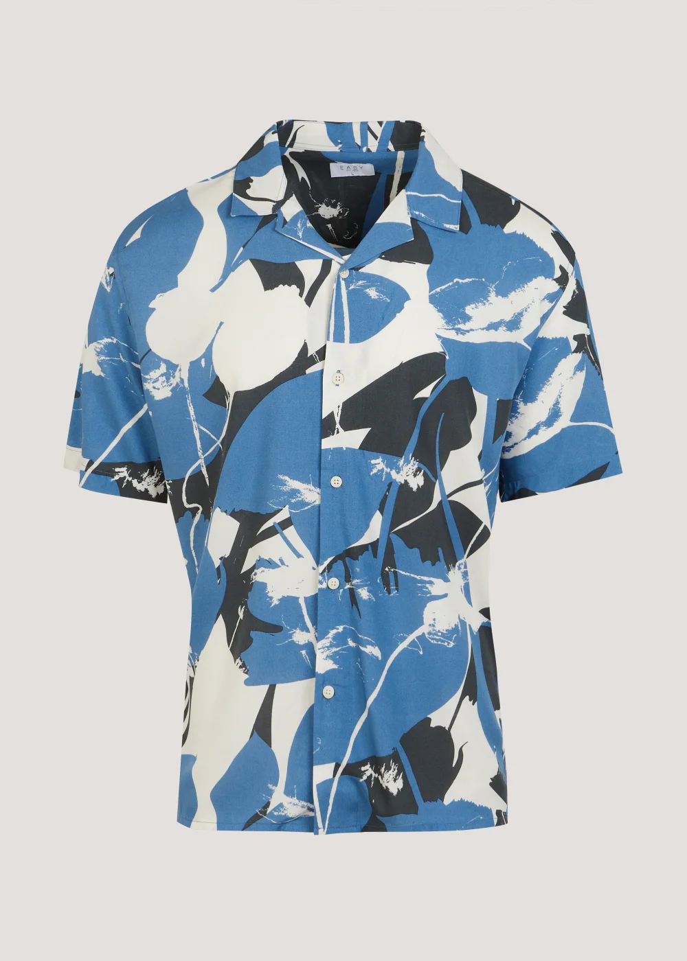 Blue Abstract Print Revere Short Sleeve Shirt - Small Image 1