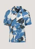 Blue Abstract Print Revere Short Sleeve Shirt - Small Image 1