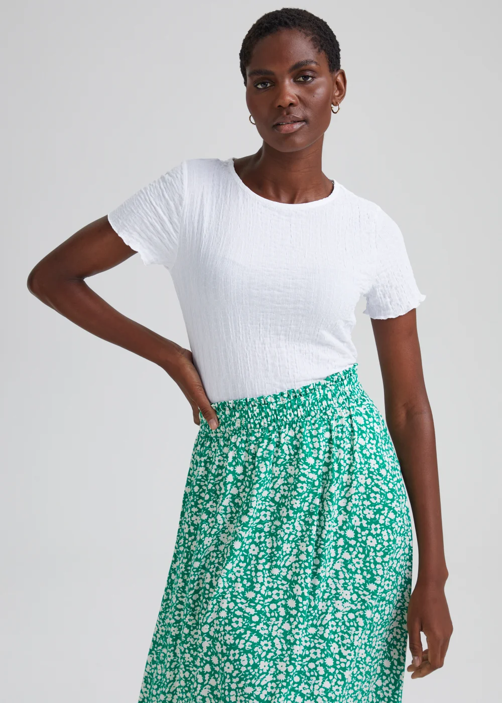 JDY Multicoloured Flower Print Midi Skirt - S - UK 8 Image 2