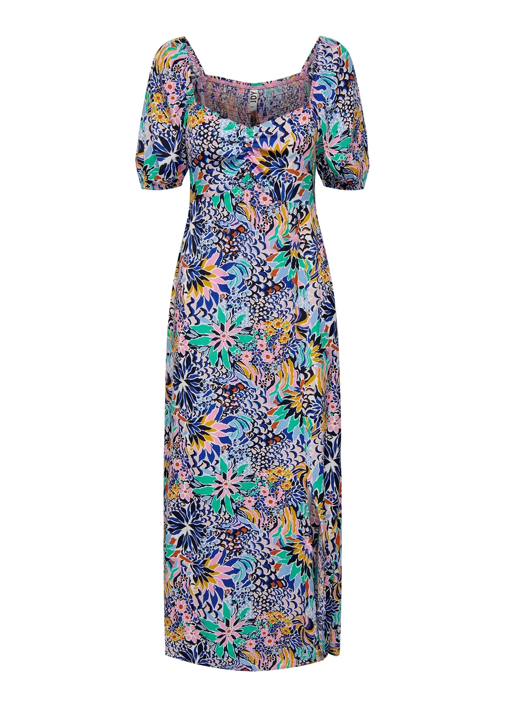 JDY Blue Print Short Sleeve Midi Dress - 8 Image 3