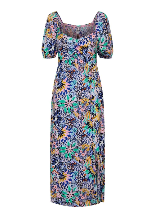 JDY Blue Print Short Sleeve Midi Dress - 8 Image 3