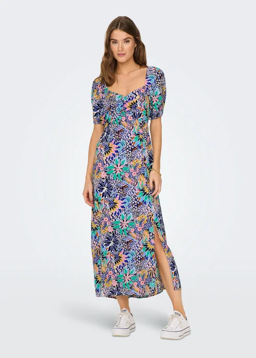 JDY Blue Print Short Sleeve Midi Dress - 8 Image 2