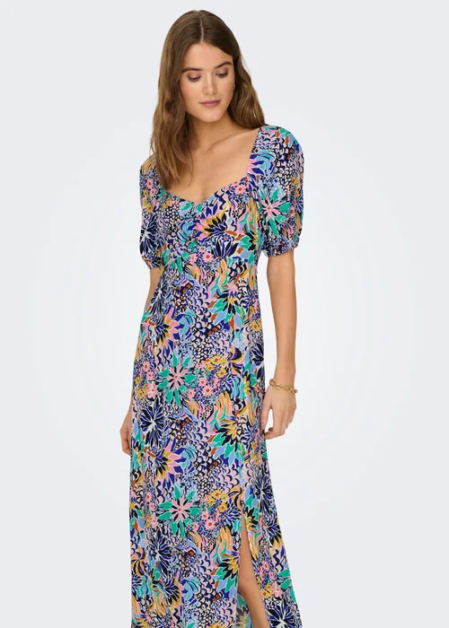 JDY Blue Print Short Sleeve Midi Dress - 8 Image 1