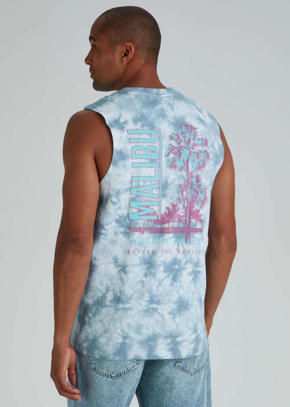 Blue Tie Dye Malibu Print Tank Top - Small Image 2