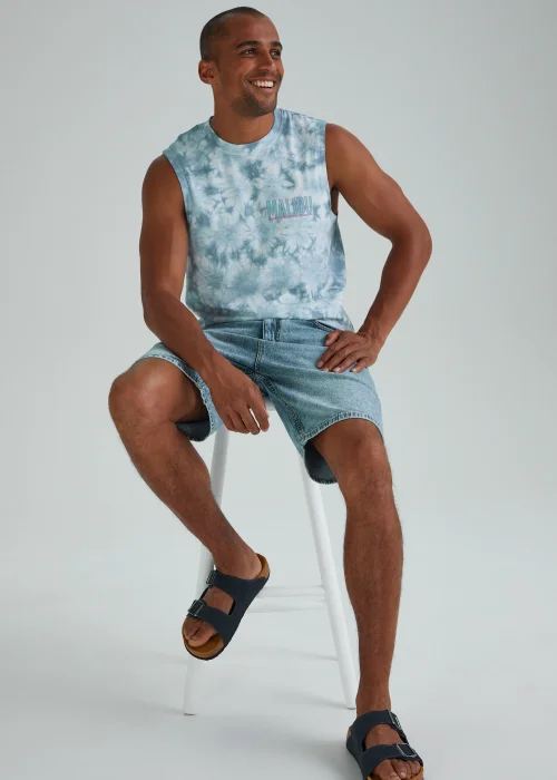 Blue Tie Dye Malibu Print Tank Top - Small Image 4