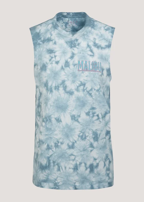 Blue Tie Dye Malibu Print Tank Top - Small Image 5