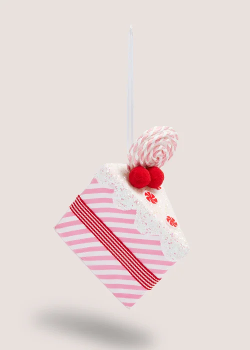Pink Cake Slice Christmas Decoration (12cm x 8cm x 12cm) Image 1