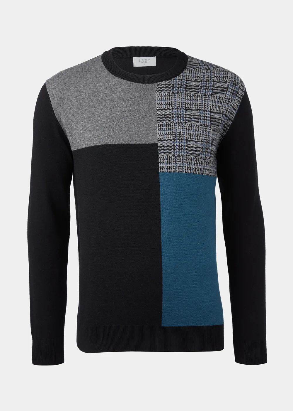 Black Block Print Crewneck Long Sleeve Jumper - S Image 5