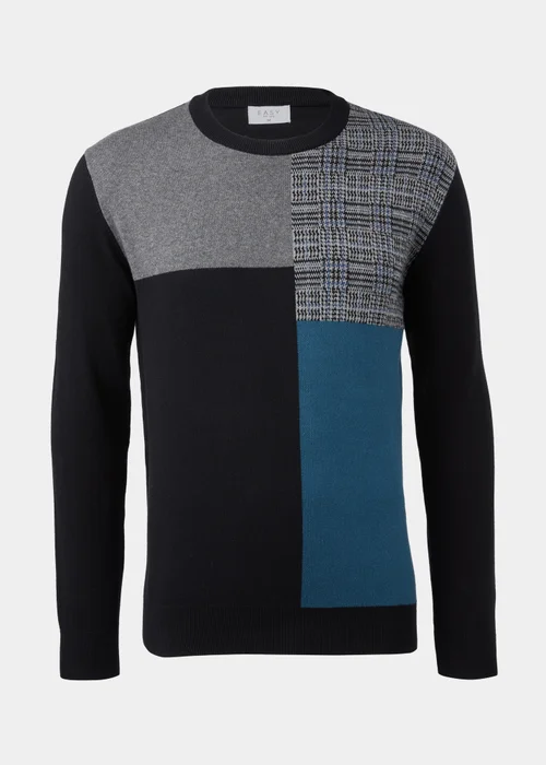 Black Block Print Crewneck Long Sleeve Jumper - S Image 5